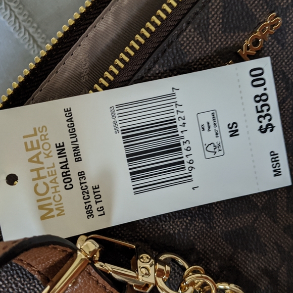 Michael Kors Coraline Tote Bag Signature Luggage Logo and Brown Leather - Picture 11 of 13